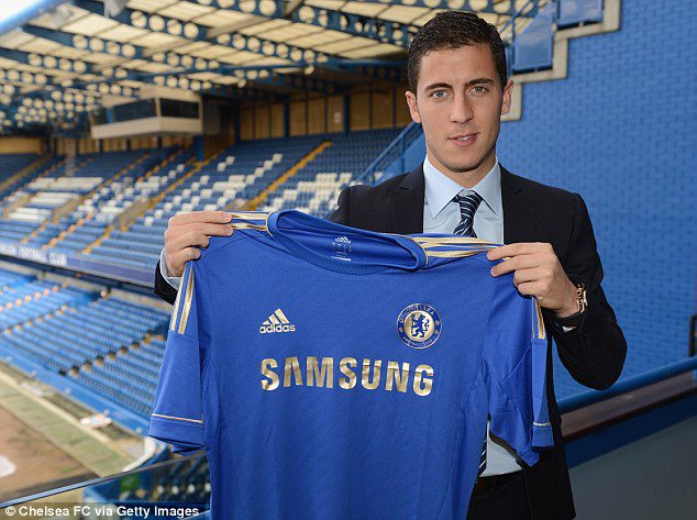 Eden Hazard with Chelsea jersey